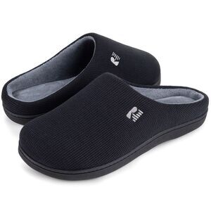 Women's Two-Tone Memory Foam Slide Slippers Black/Gray 11-12
